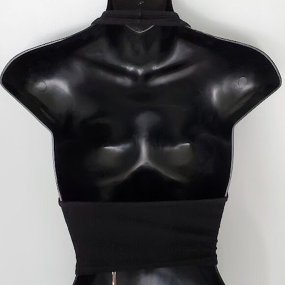 NWT Tiger Mist Black Halter Tank Bandage Top Cropped Strappy Midriff Size XS - Picture 3 of 11